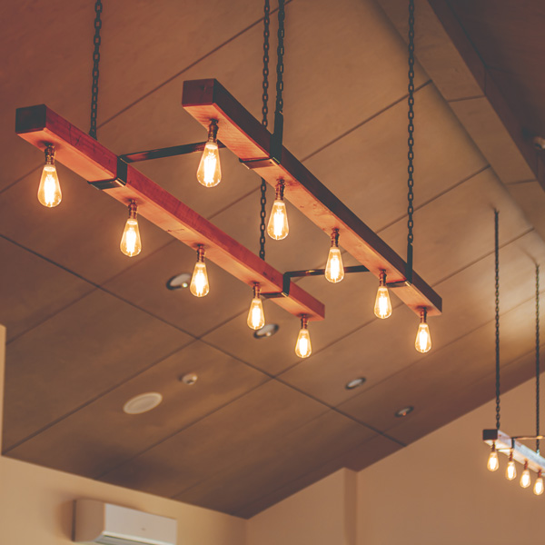 Groups of lights inside Speldhurst Building